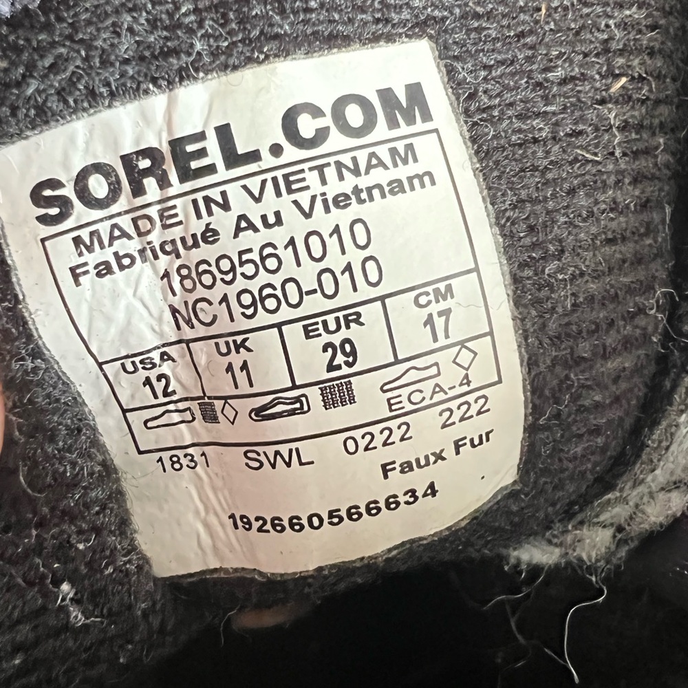 Sorel Snow Commander Kids Size 12 Winter Snow Boots Black Winter Boys - Picture 5 of 6